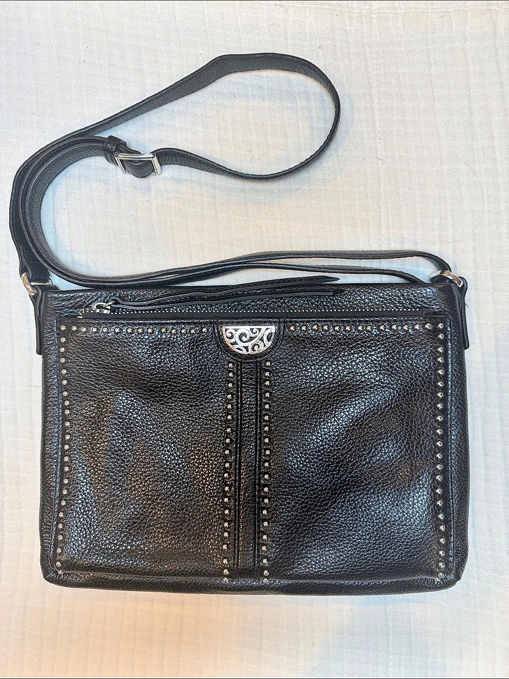 Fossil Black Leather Pretty Tough Jagger Crossbody Organizer Bag NWOT